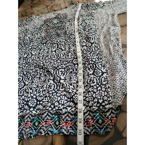 Kyla Seo Patchwork Style Scroll Pattern Tunic Popover Blouse Plus Size XXL - Picture 8 of 9
